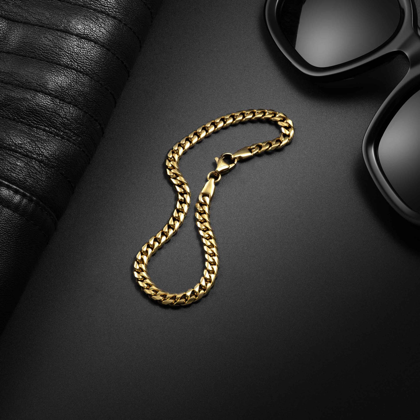 Cuban Chain Set, 5MM - Gold Set