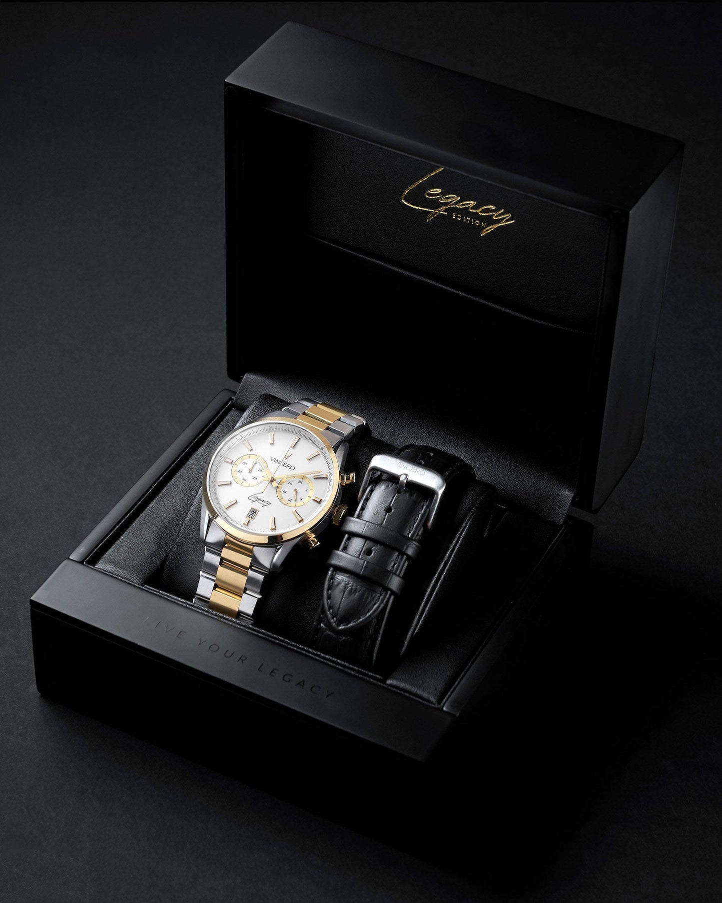 Legacy Chronograph - White + Gold
