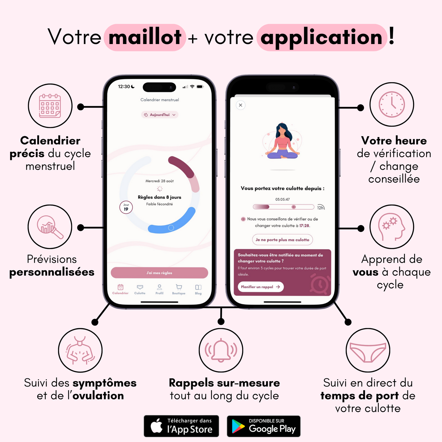 Maillot de bain menstruel taille haute Eléonore