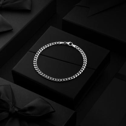 Cuban Chain Bracelet, 5MM - Silver