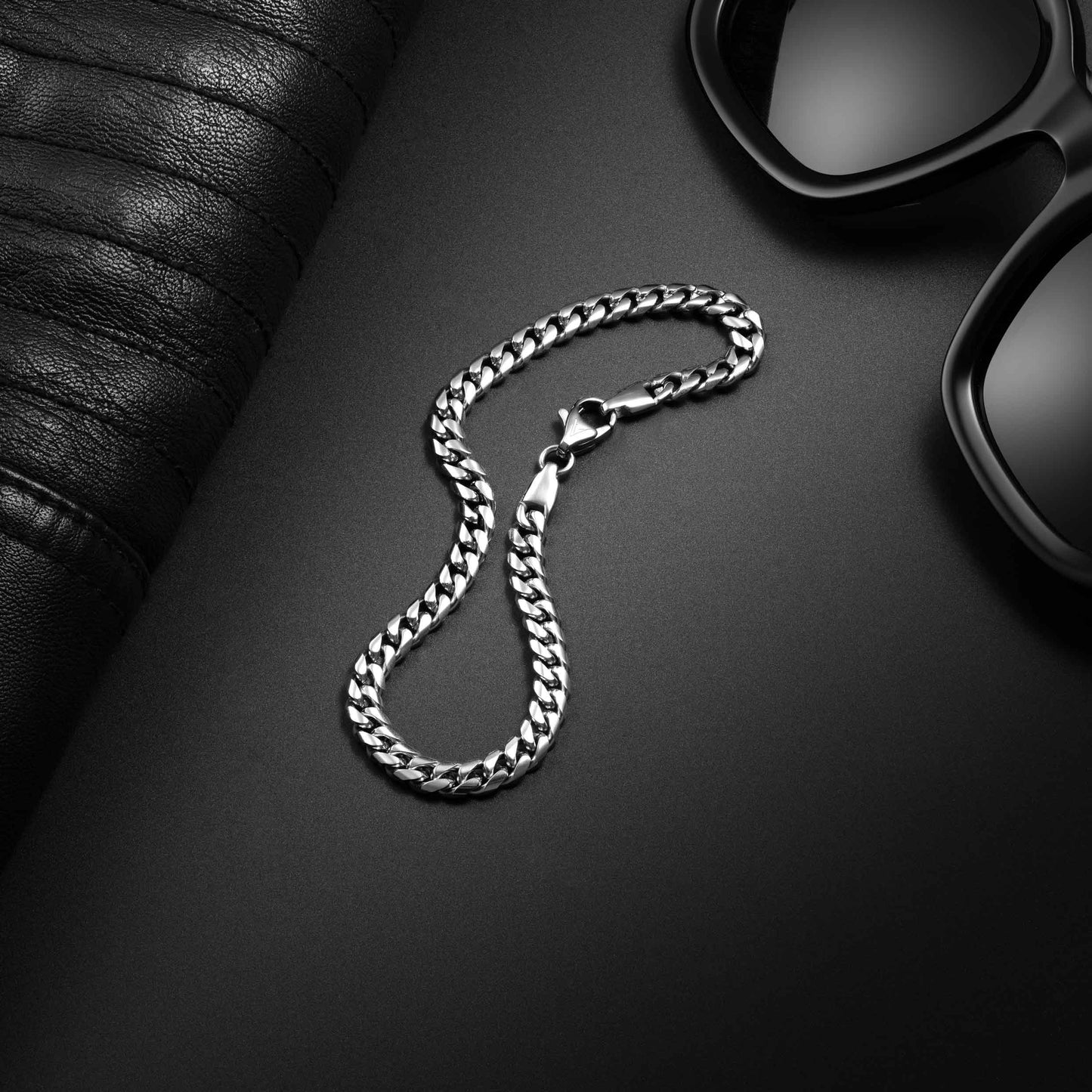Cuban Chain Bracelet, 5MM - Silver