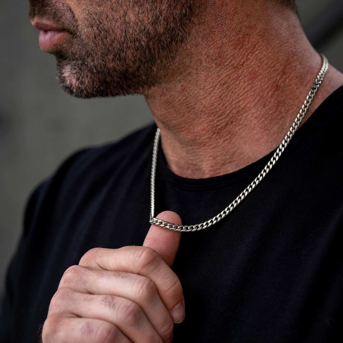 Cuban Chain Set, 5MM - Silver Set