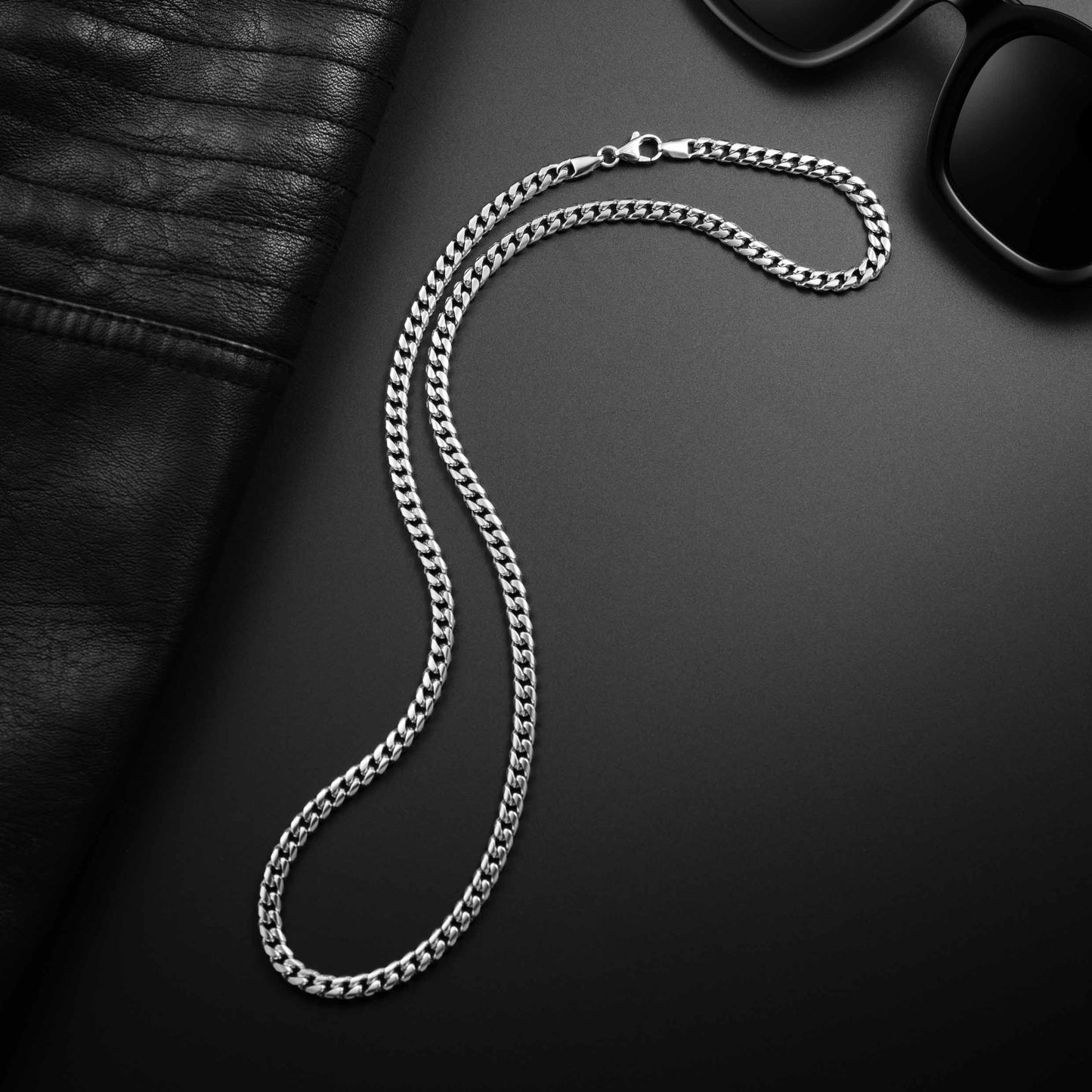 Cuban Chain Necklace, 5MM - Silver