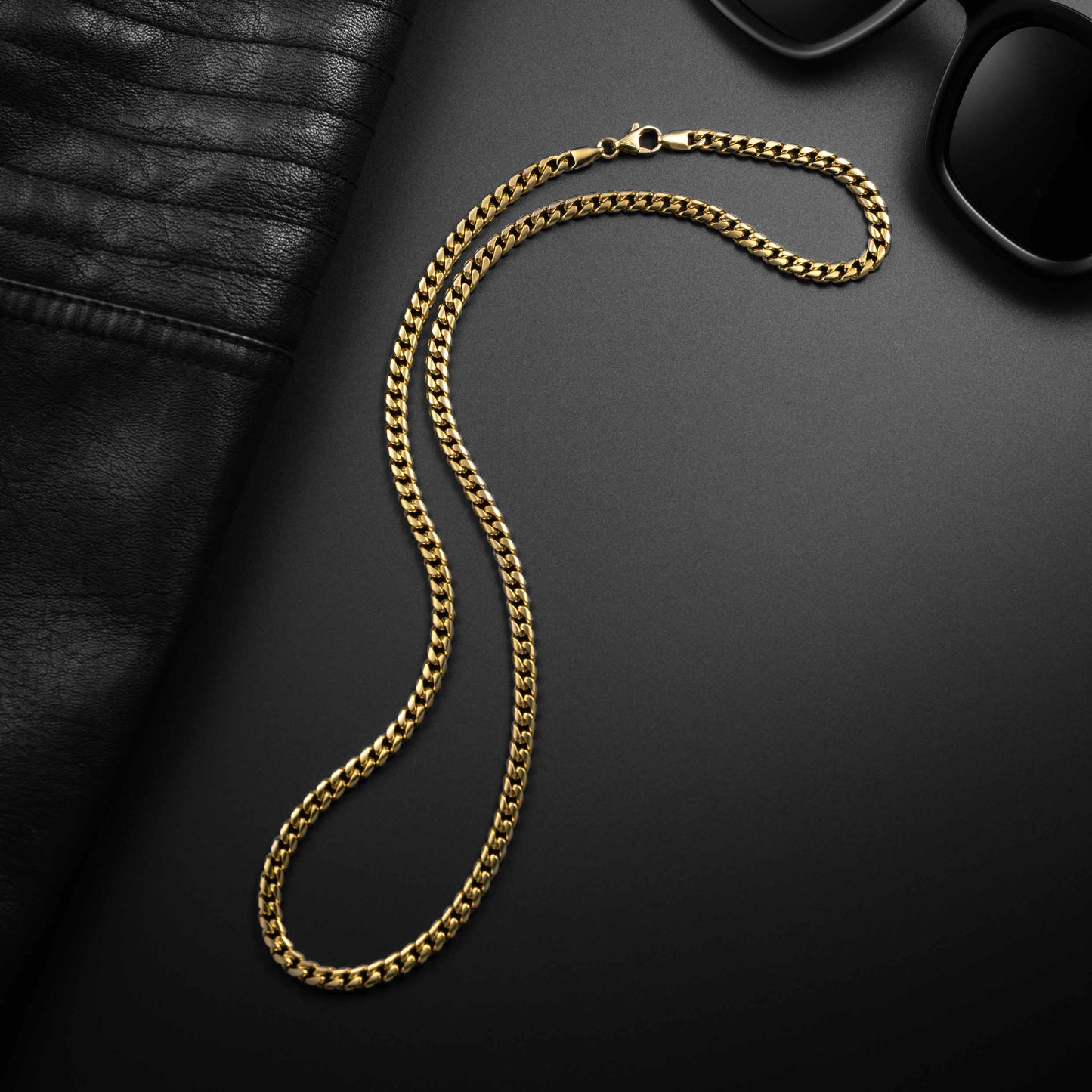 Cuban Chain Necklace, 5MM - 14K Gold