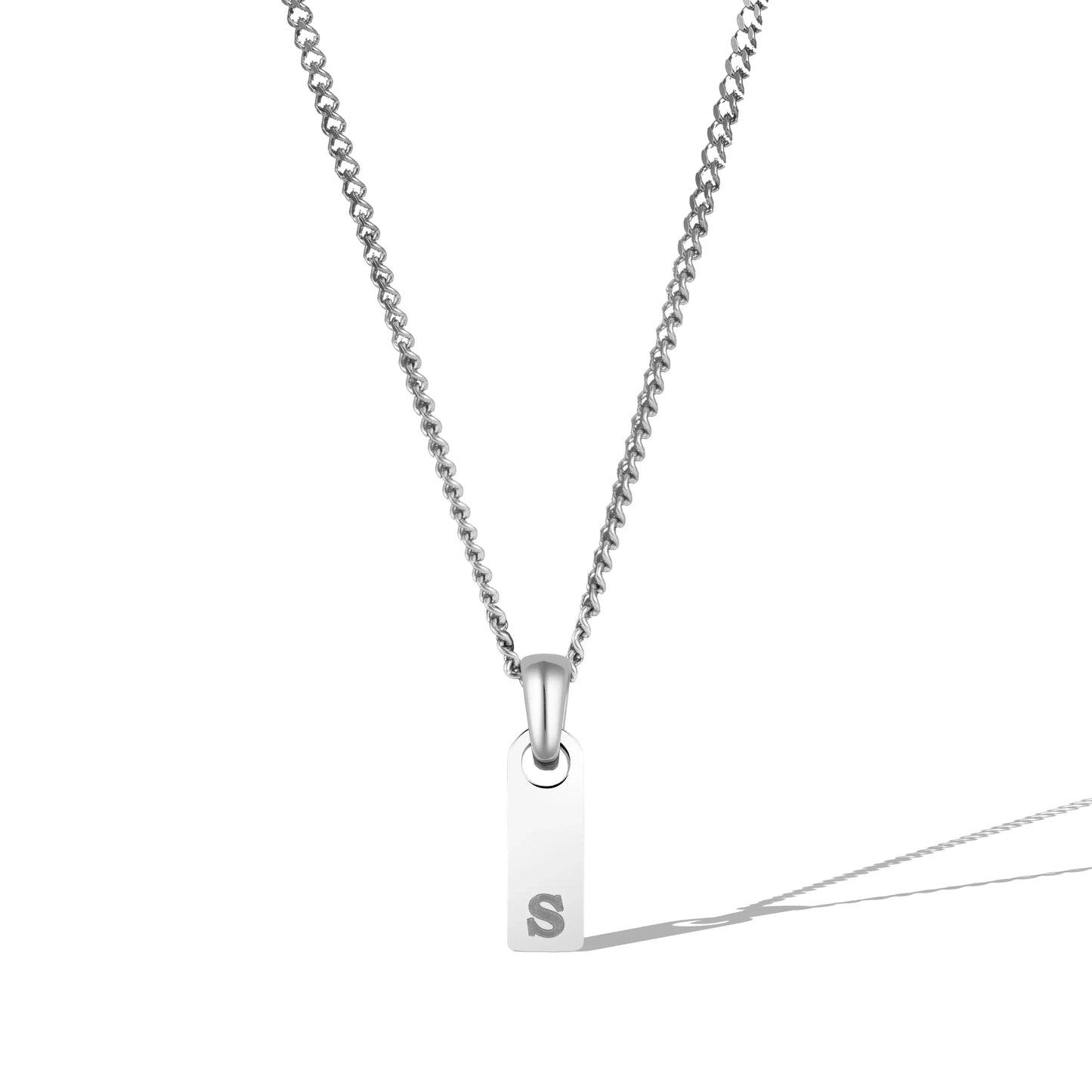 Initial Tag Necklace - Silver