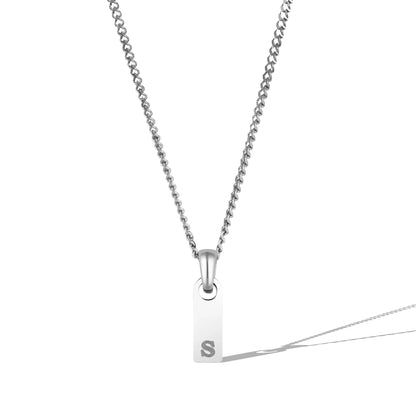 Initial Tag Necklace - Silver