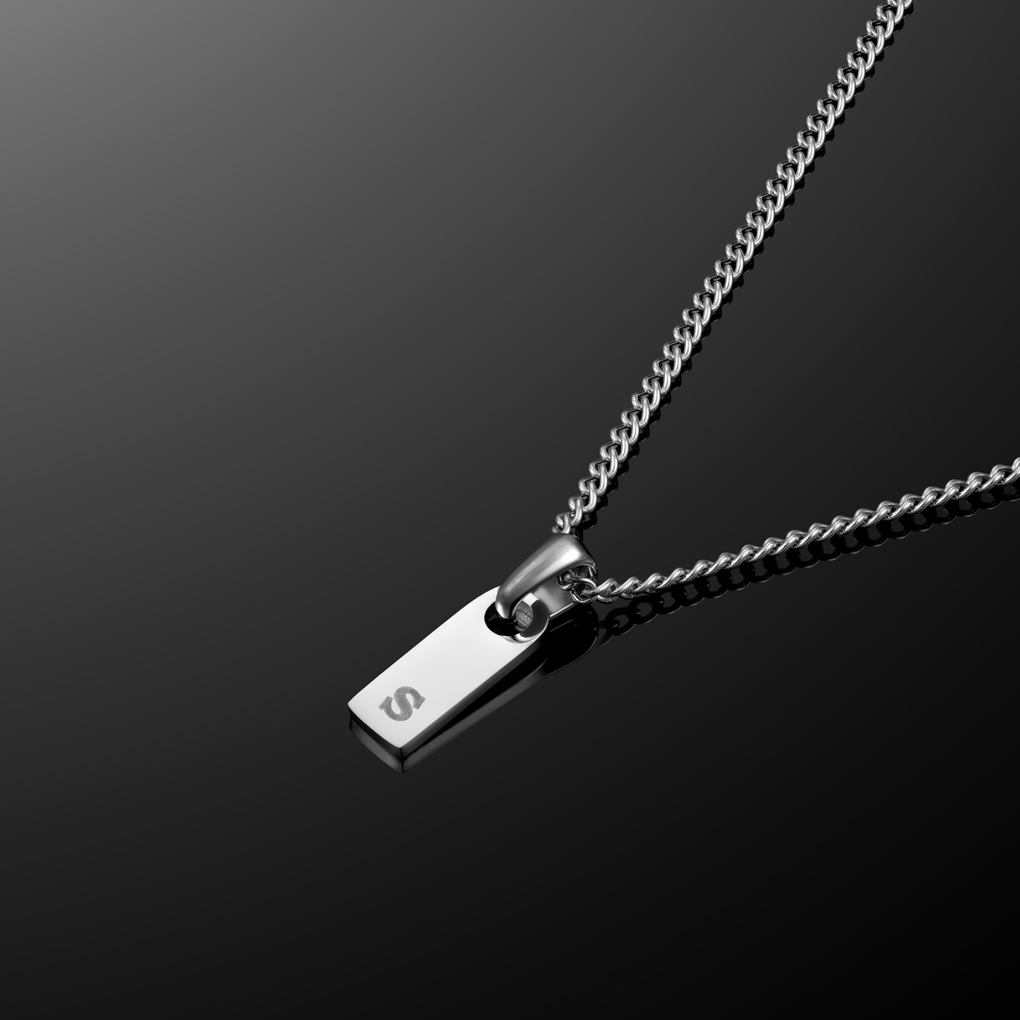 Initial Tag Necklace - Silver