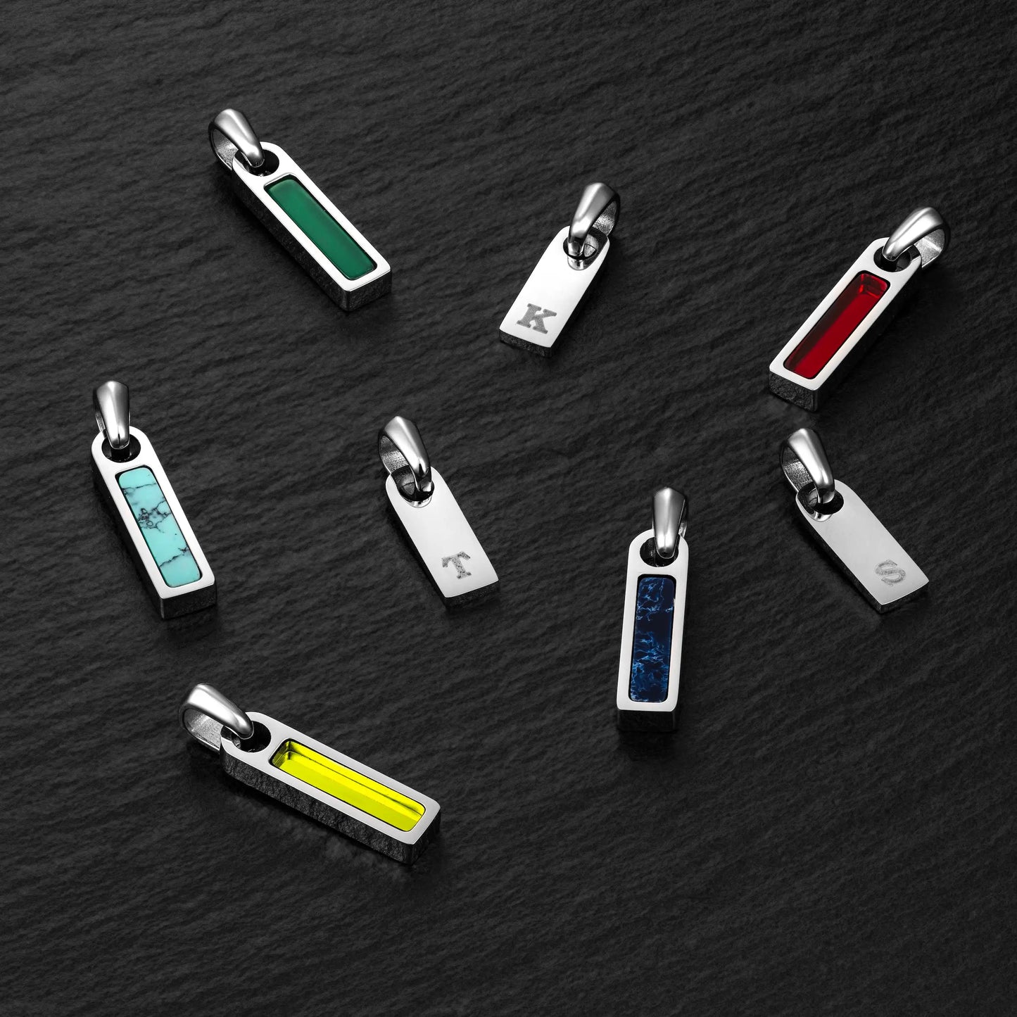 Birthstone & Initial Tag Necklace - Silver