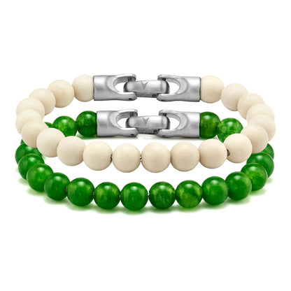 Spiritual Bead Set 8mm - Green Onyx & Riverstone