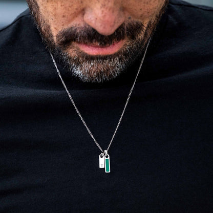 Birthstone & Initial Tag Necklace - Silver