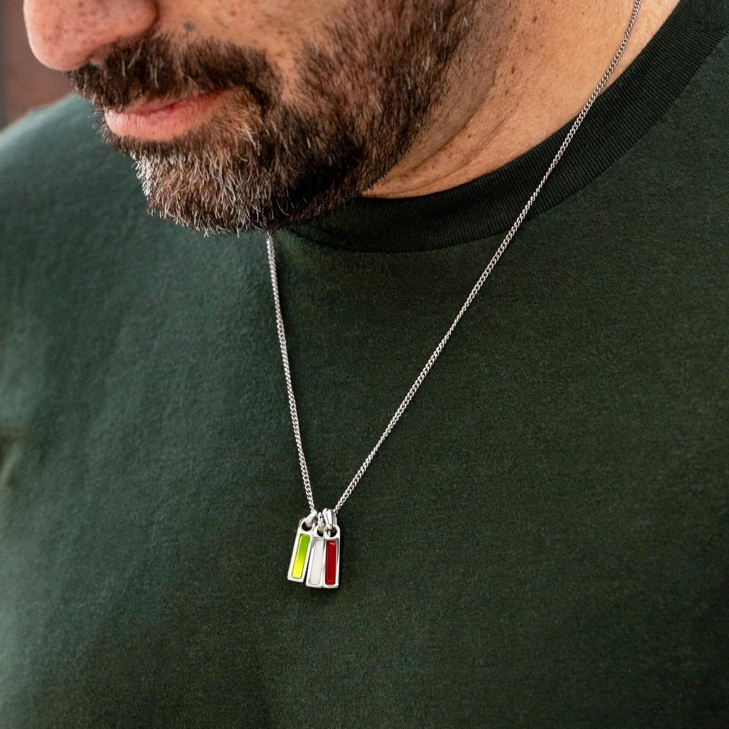 Birthstone Tag Necklace - Silver