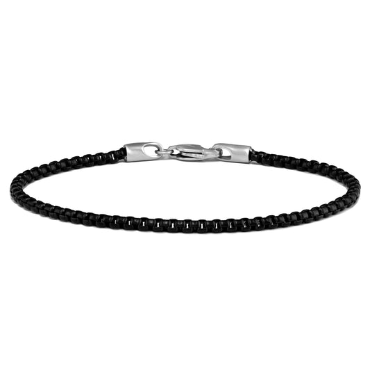 Box Chain Bracelet, 3MM - Black