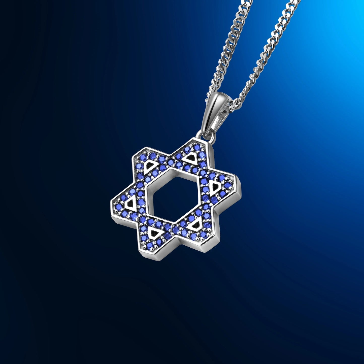 Star Of David Pendant - Sapphire