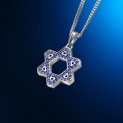 Star Of David Pendant - Sapphire