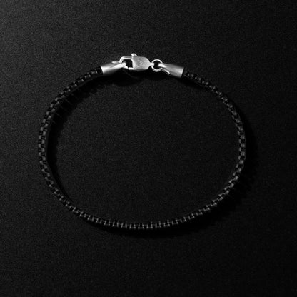 Box Chain Bracelet, 3MM - Black