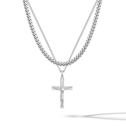 Crucifix Pendant - Silver Set