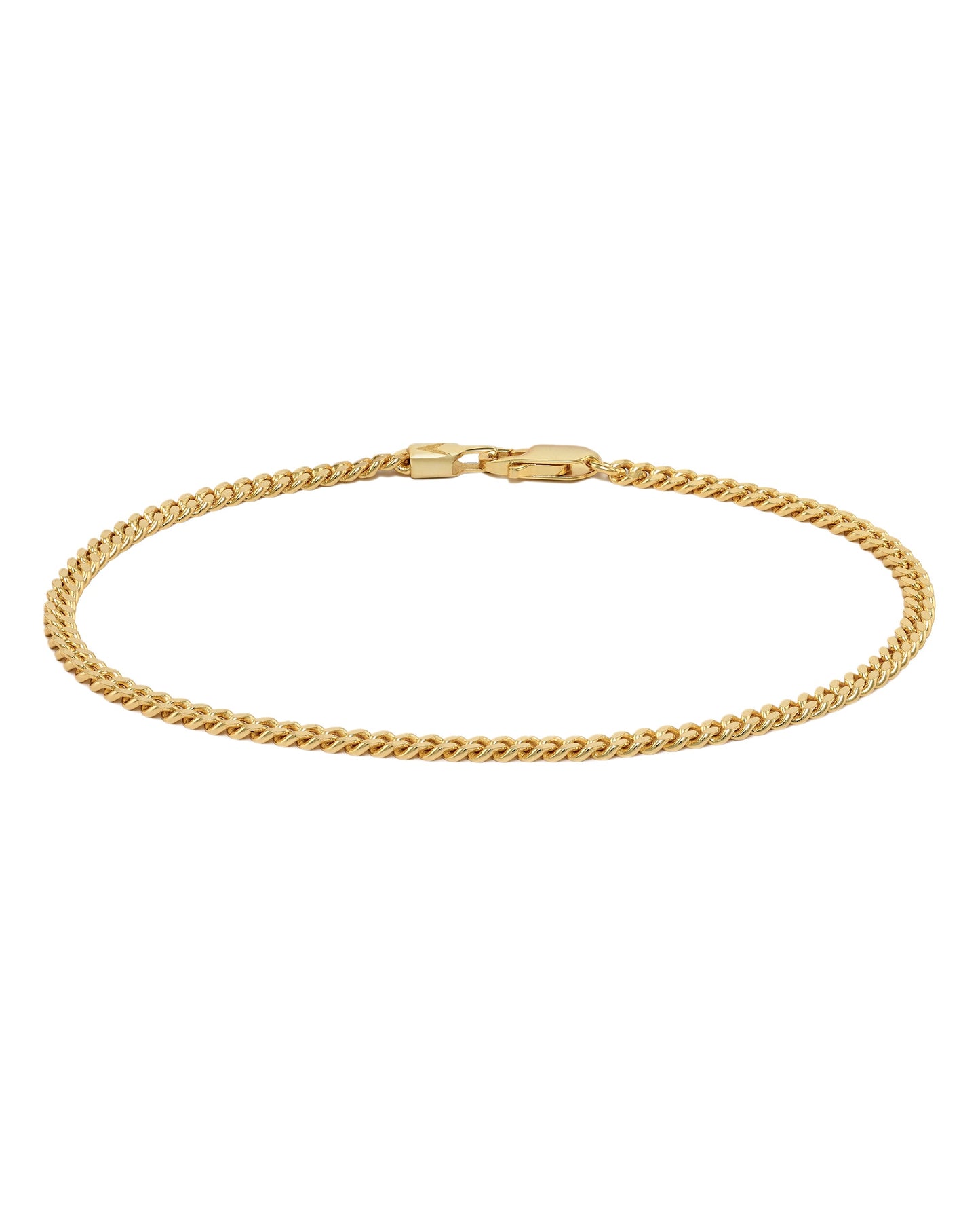 Curb Chain Bracelet, 3MM - 14K Gold