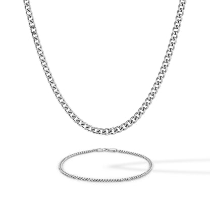 Curb Chain Set - Sterling Silver
