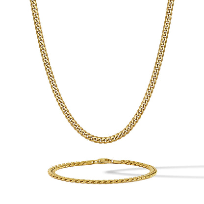 Cuban Chain Set, 5MM - Gold Set