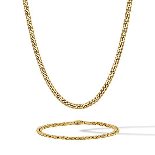 Cuban Chain Set, 5MM - Gold Set