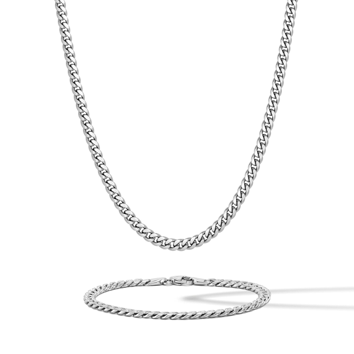Cuban Chain Set, 5MM - Silver Set