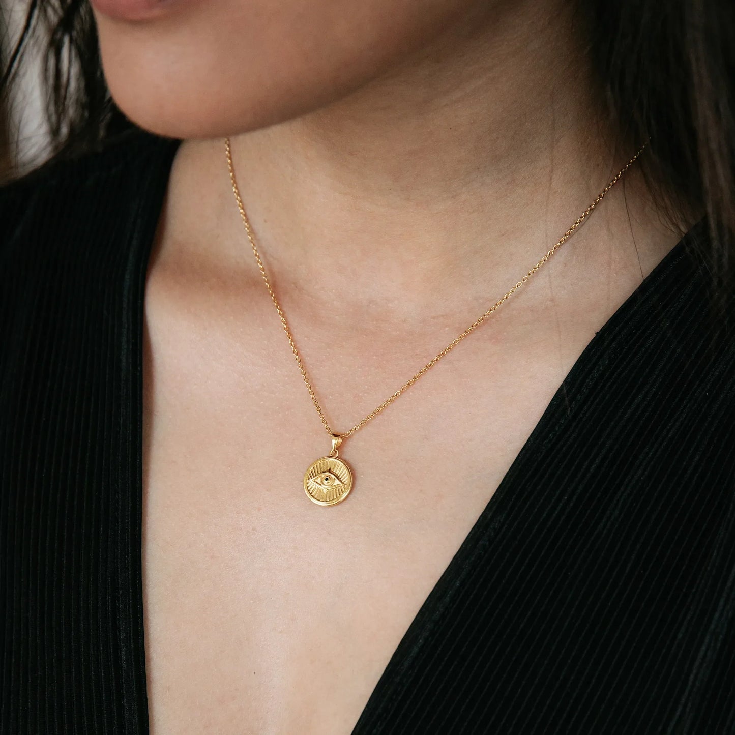 Courage: Evil Eye Necklace - Gold