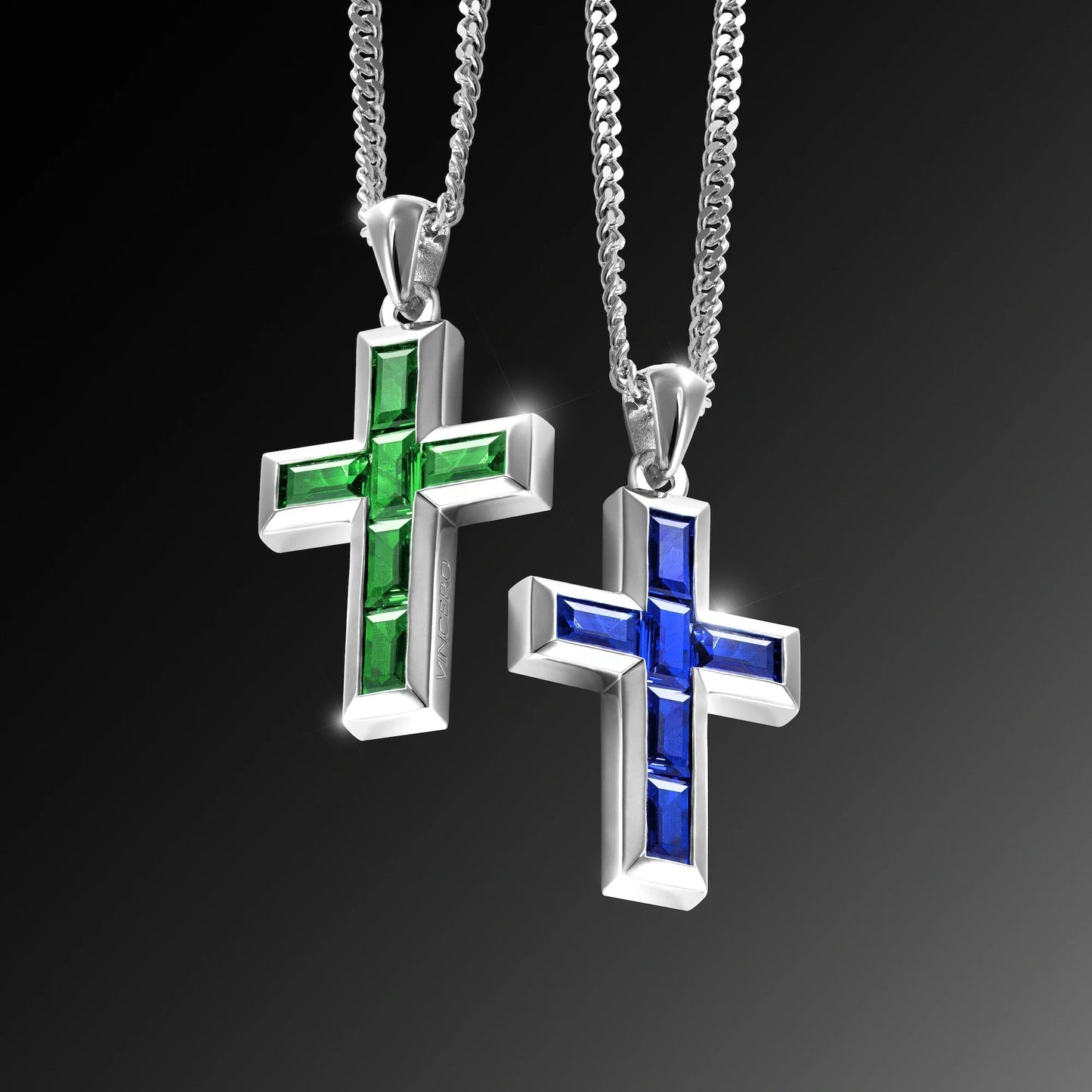 Stone Cross Pendant - Sapphire