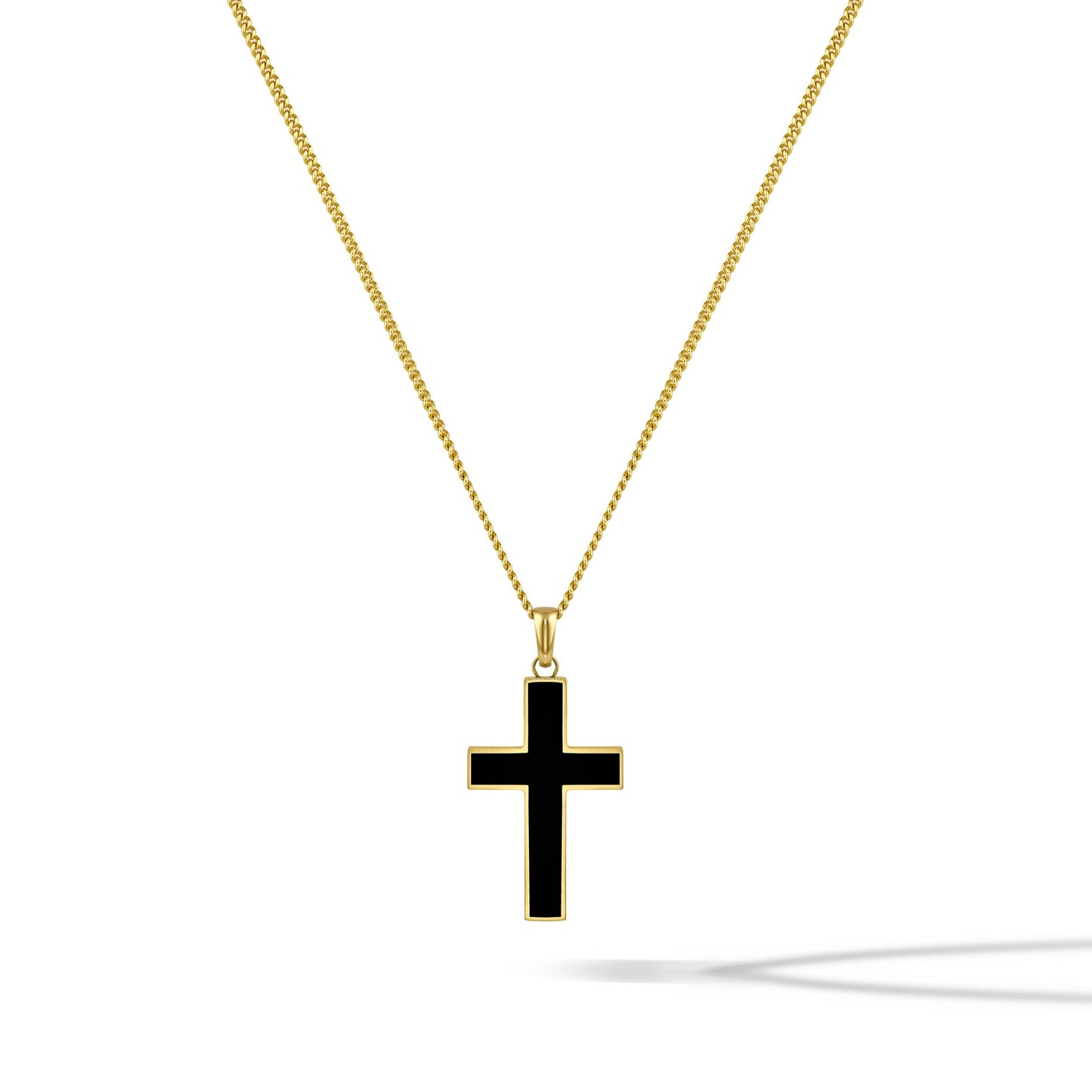 Stone Cross (Large) - 14K Gold Onyx