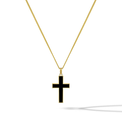 Stone Cross (Large) - 14K Gold Onyx