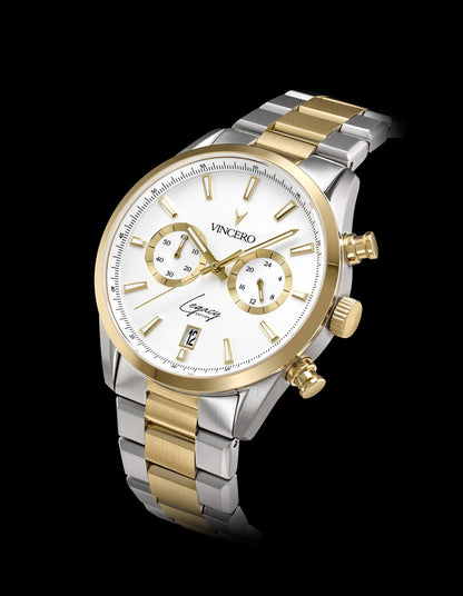 Legacy Chronograph -  White + Gold