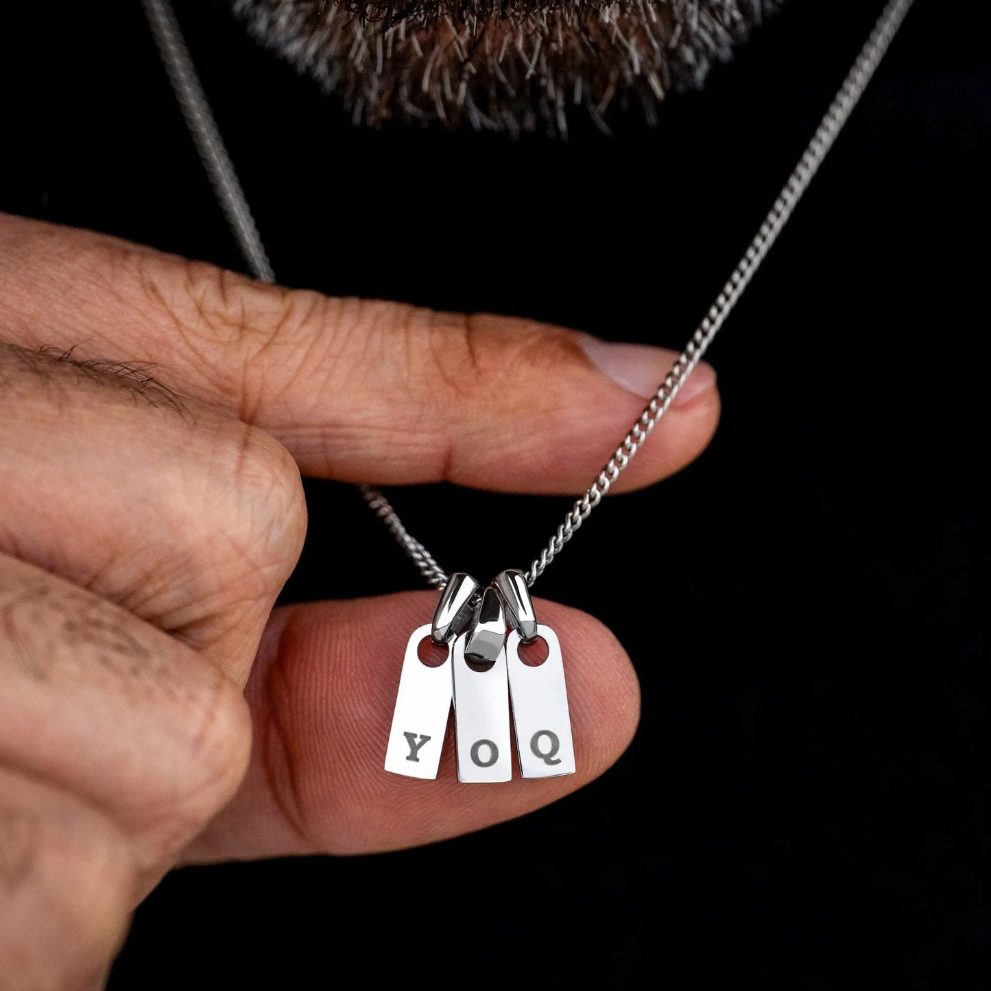 Initial Tag Necklace - Silver