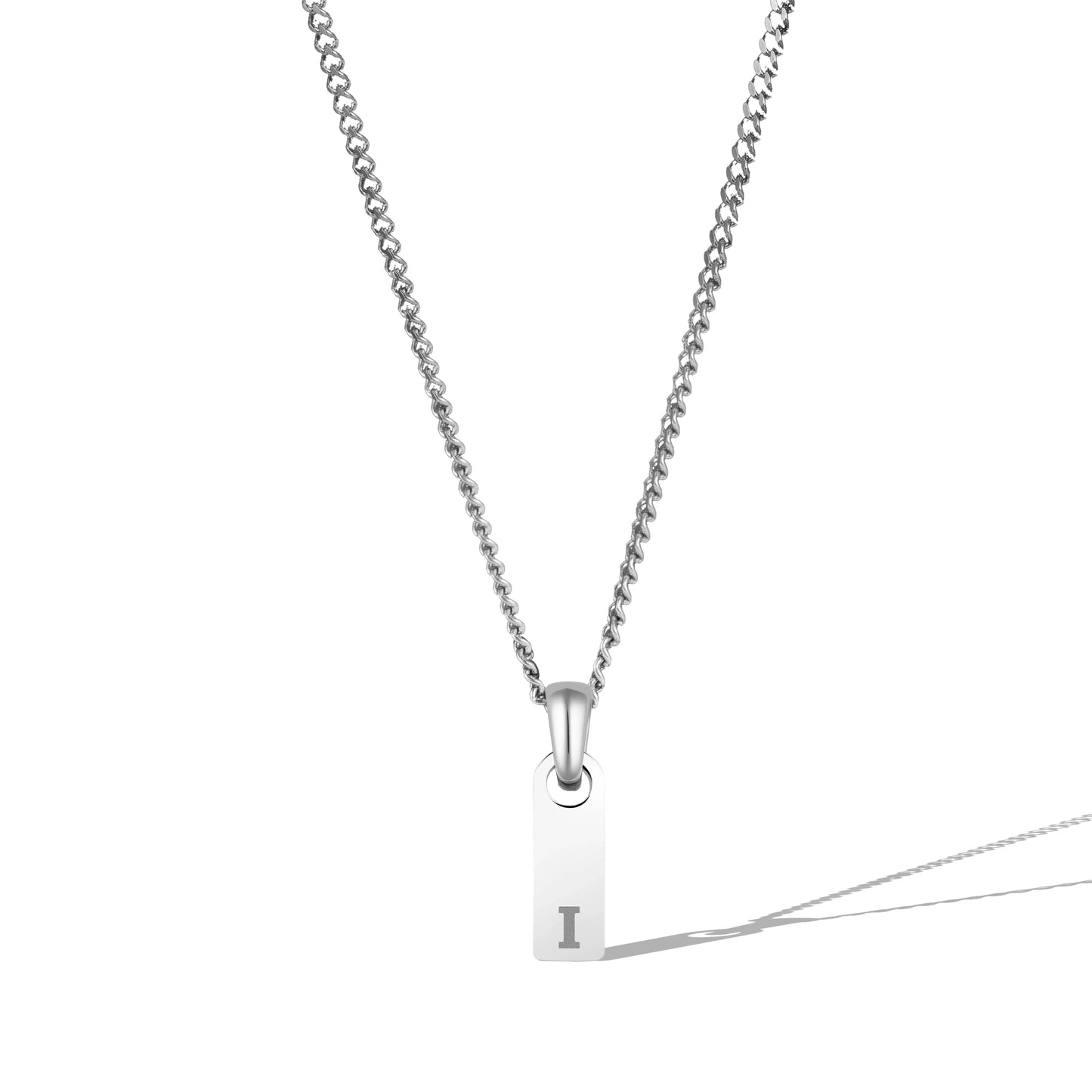 Initial Tag Necklace - Silver