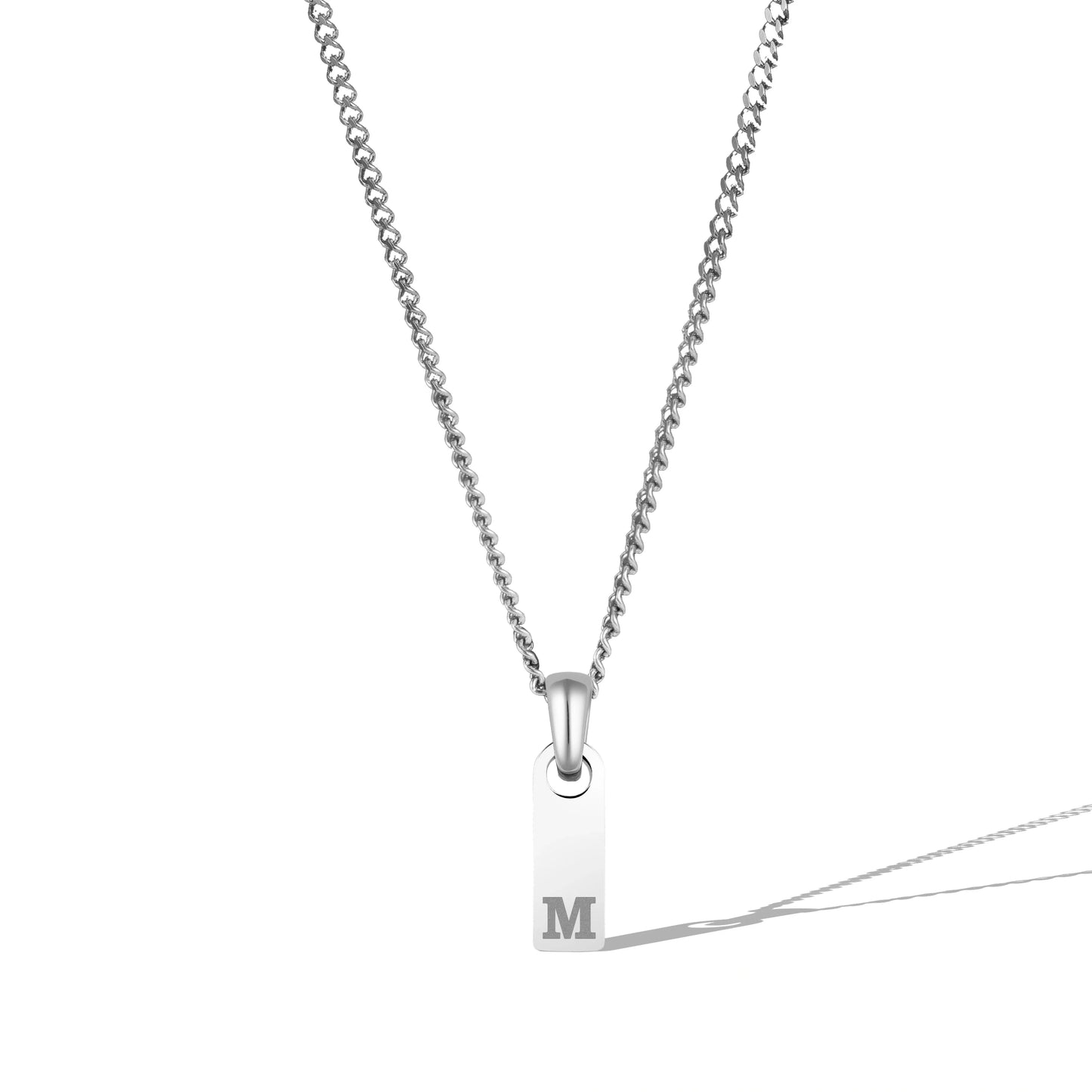 Initial Tag Necklace - Silver