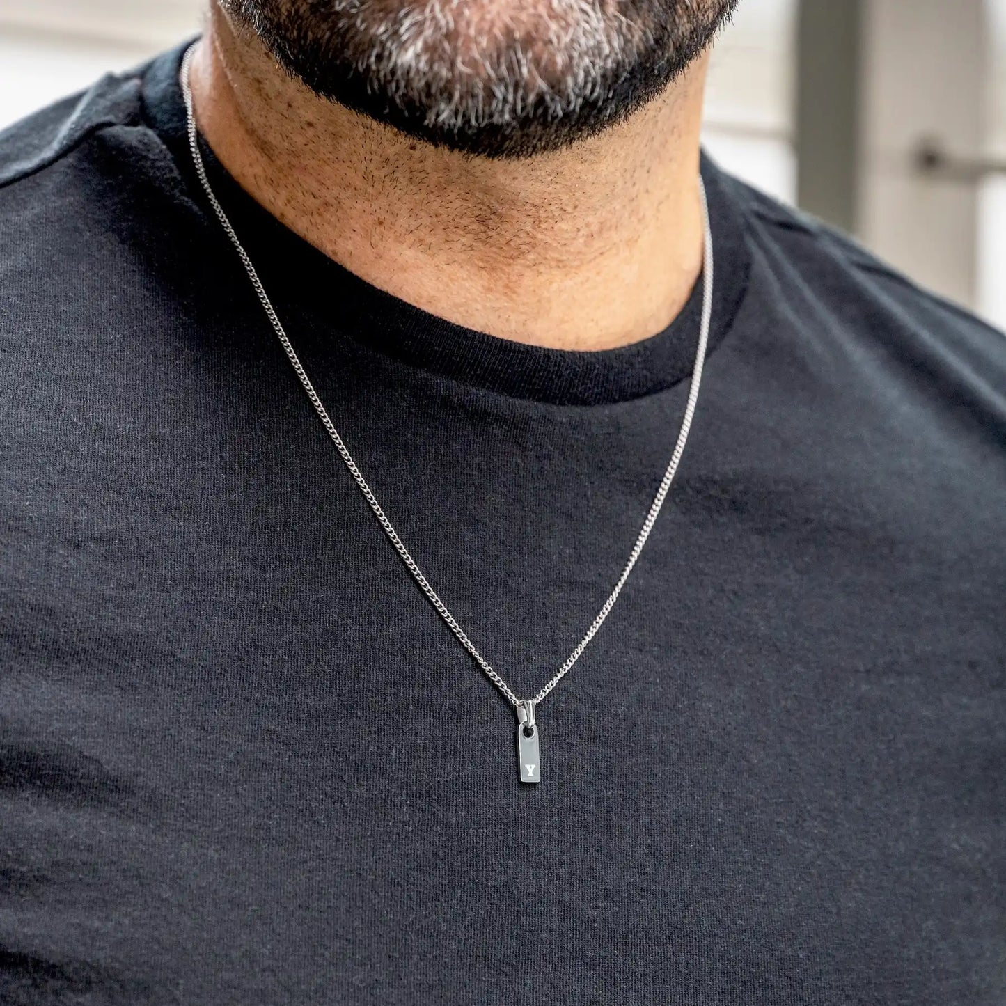 Initial Tag Pendant - Silver