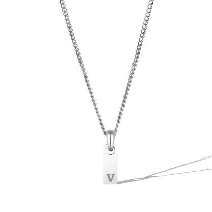 Initial Tag Necklace - Silver