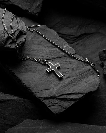 Stone Cross Pendant - Black Onyx