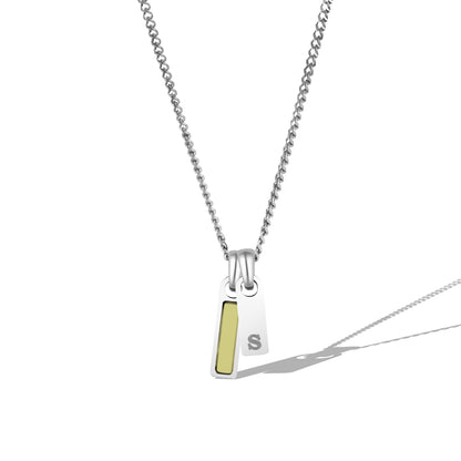 Birthstone & Initial Tag Necklace - Silver