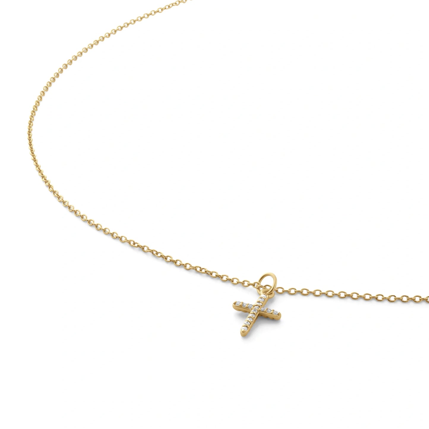 Pavé Cross Necklace - Gold