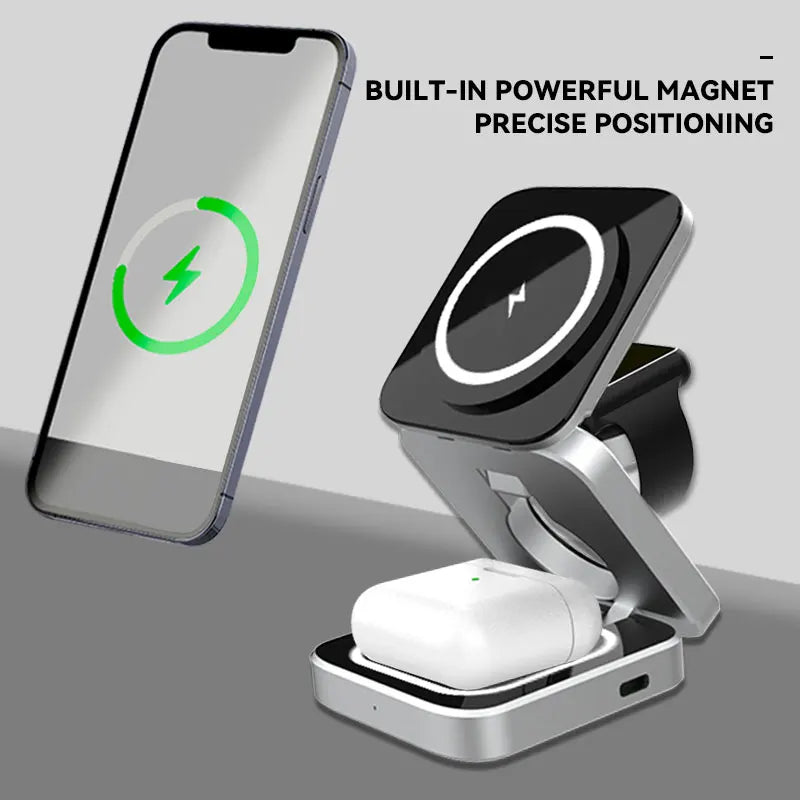3 in 1 Magnetic Wireless Charger for iPhone 15 14 13 Samsung S23 S22 S21 Galaxy Watch 5 4 Active Buds Fast Charging Dock Station