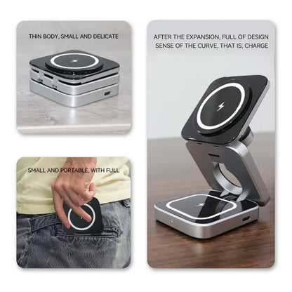 3 in 1 Magnetic Wireless Charger for iPhone 15 14 13 Samsung S23 S22 S21 Galaxy Watch 5 4 Active Buds Fast Charging Dock Station