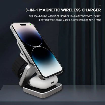 3 in 1 Magnetic Wireless Charger for iPhone 15 14 13 Samsung S23 S22 S21 Galaxy Watch 5 4 Active Buds Fast Charging Dock Station