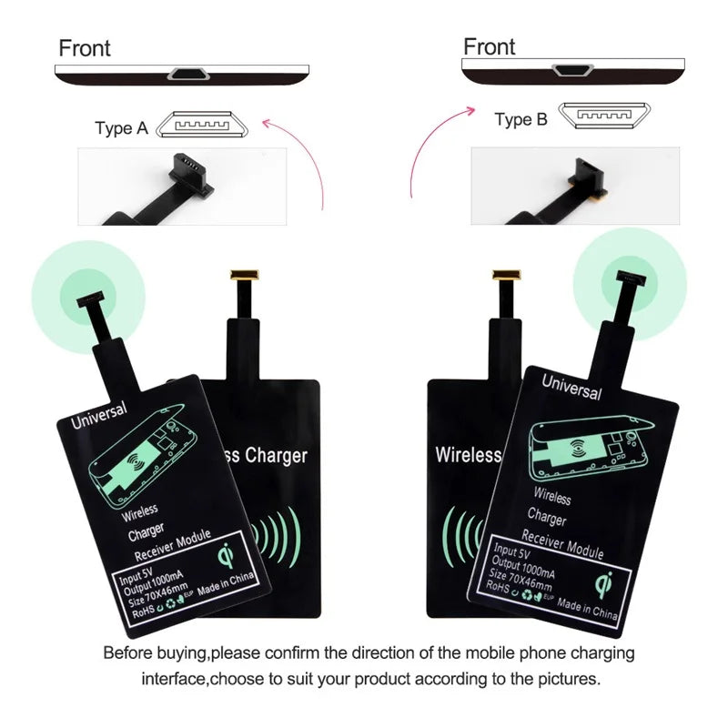 Universal Qi Wireless Charger Receiver Module Adapter for Xiaomi Huawei iPhone 6 6S 7 Plus 5 S 5S SE Charging Receptor Pad Coil