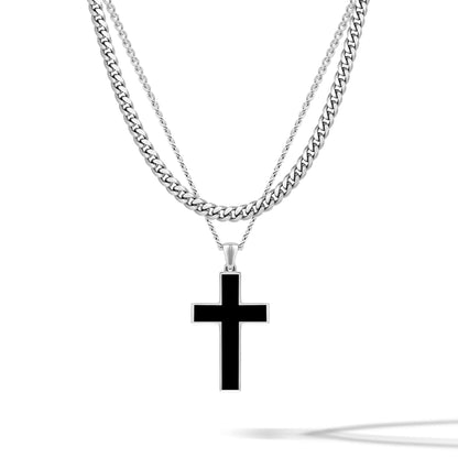 Stone Cross (Large) - Sterling Silver Set