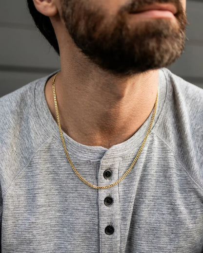 Curb Chain Necklace, 3MM - 14K Gold